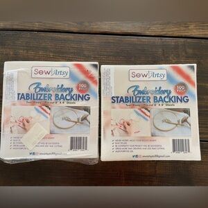 SEW Artsy embroidery stabilizer backing tear away pre-cut 8 x 8 sheets 100 pack